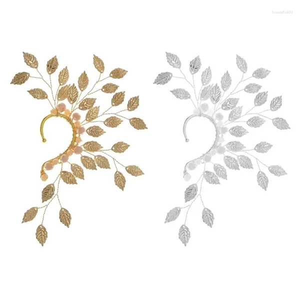 Brincos traseiros folhas vintage acessórios de punho de orelha clipes elegantes adorno anéis femininos braçadeira joias dropship