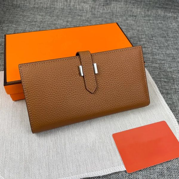 Lange Designer-Brieftaschen aus echtem Leder, Rindsleder, Lychee-Narbenleder, modische Clutches, Geldbörsen und Handtaschen, lässige Damen-Geldbörse für Führerschein, Kartenhalter 2634