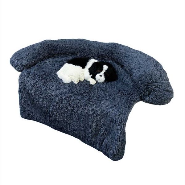 Cama vip para cachorro, sofá para animais de estimação, cama calmante, ninho quente, canil, protetor macio de móveis, tapete de cama de gato, almofada, cobertor de pelúcia longo, 21307g