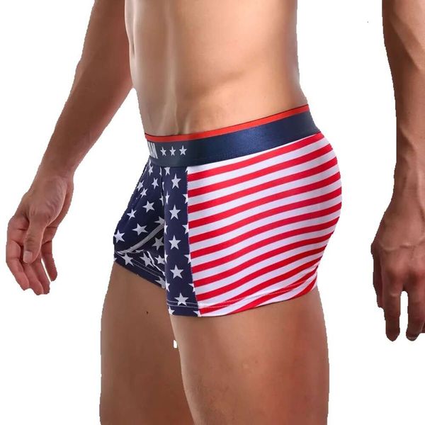 Pantaloncini da uomo Boxer USA Classic Flag B Mutande Stampate Boxer da uomo Cotone Intimo da uomo Sexy Vita bassa Design convesso GG oxers oxershorts