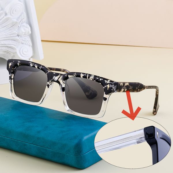 Acido propionico quadrato di lusso di design OEM di moda all'ingrosso con aste in metallo UV400 occhiali da sole per uomo donna