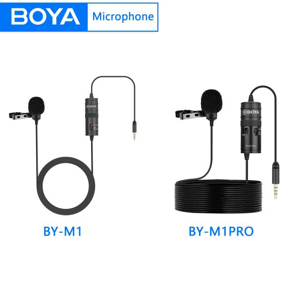 Mikrofonlar Boya Bym1/M1 Pro Lavalier Mikrofon Akıllı Telefonlar için Canon Nikon DSLR Kameralar Kameralar Sesli iPhone Video Vlog Kaydedici PC