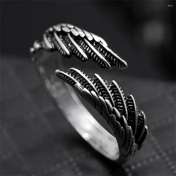 Cluster Ringe Punk Flügelförmiger Trendring für Männer und Frauen Persönlichkeit Einstellbar Retro Stil Tiermuster Schmuck Accessoires Geschenke