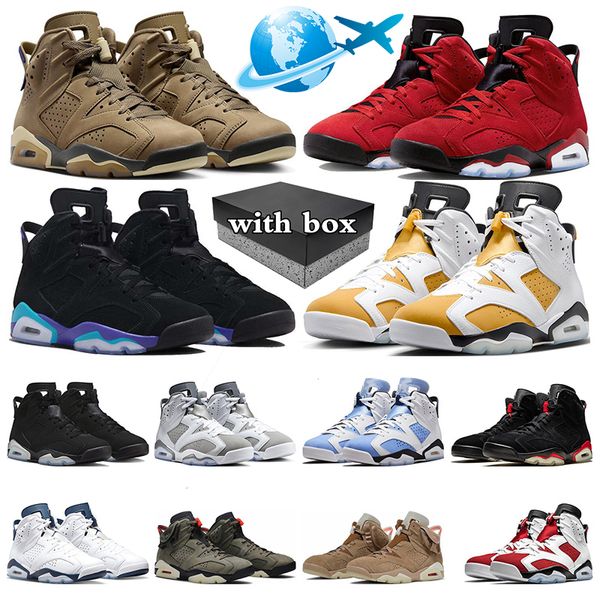 Con Box jumpman 6 6s scarpe da basket da uomo sneakers Marrone Kelp Giallo Ocra Aqua Toro Bravo Cool Grey Nero Infrarossi j6 scarpe da ginnastica da uomo sportive