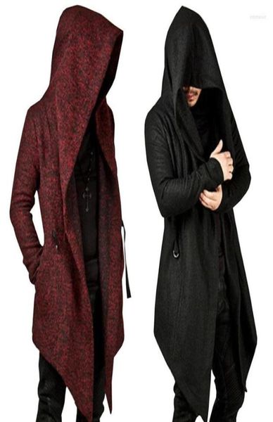 Men039s Trench Uomo Gotico Maschile Con cappuccio Irregolare Rosso Nero Vintage Uomo Capispalla Mantello Cappotto di moda X91055525401