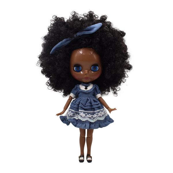 ICY DBS Blyth bambola pelle super nera capelli neri capelli afro corpo articolare viso lucido 16 bjd 30 cm giocattolo anime 240304