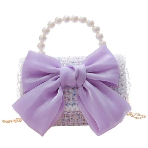 Borsa a mano per bambini in stile coreano con perle Borsa a tracolla Princess Bow Accessori Borsa genitore-figlio 240305