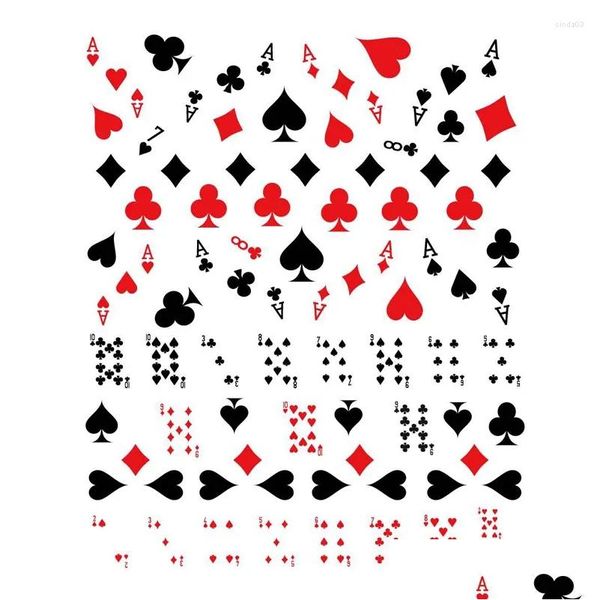 Aufkleber Abziehbilder Nagel 5 Stück Rot Schwarz Pokerfolie Zubehör Arabische Ziffer Maniküre Dekoration Alphabet Lieferungen Drop Lieferung Gesundheit B Otnvw