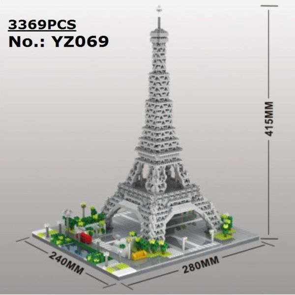 Yz mini blocos arquitetura pisa mundo marco construção tijolos louvre crianças brinquedos torre eiffel modelo castelo para crianças presentes c1112551