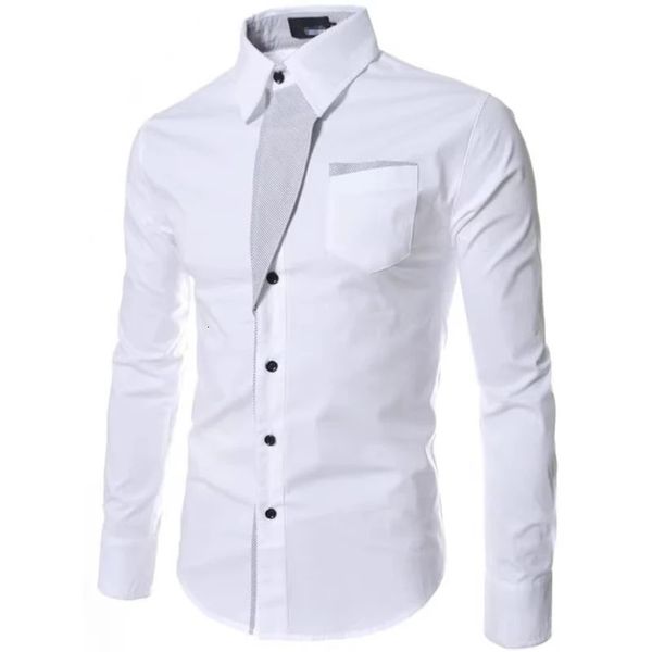 Camicie a righe bianche Uomo 2023 Camicia a maniche lunghe da lavoro slim fit maschile Camicia nera Abbigliamento sociale Camisa Masculina Vetement Homme 240312