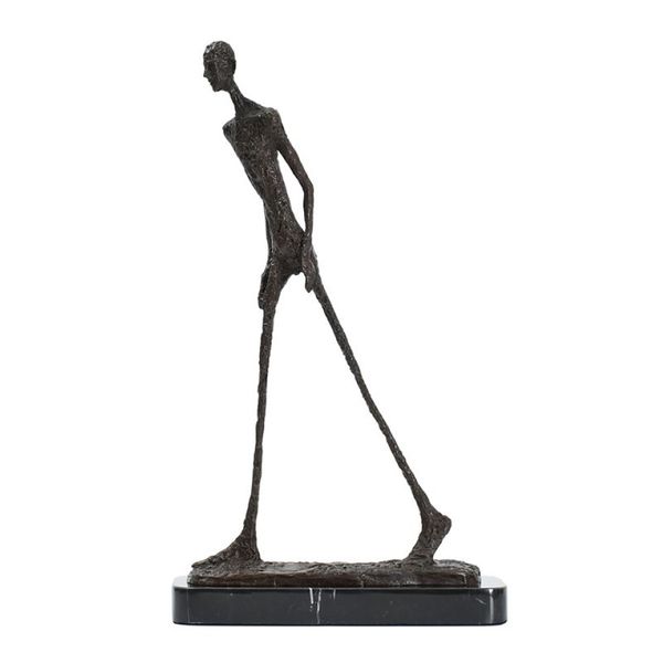 Statua di uomo che cammina in bronzo di Giacometti Replica scultura astratta di scheletro Collezione vintage Art Home Decor 210329269Y