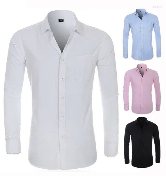 Camicie casual da uomo Camicia elegante classica da uomo taglie forti Camicia elegante da uomo a righe a maniche lunghe oversize con bottoni da ufficio Top bianco sociale