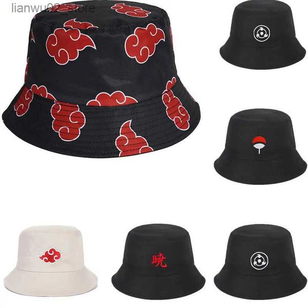 Chapéus de aba larga Chapéus de balde Novo unissex algodão Uchiha Bucket Hat Womens Summer Sunscreen Hat Mens Fedoras Outdoor Fisherman Hat Beach Hat Direct Shipping Q240312