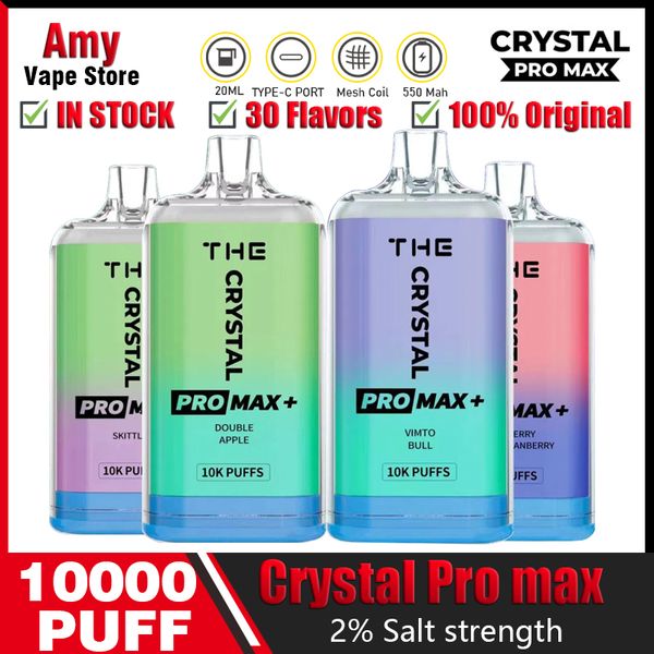 WGA THE Crystal Pro Max 10000 Puffs Einweg-Vape-Stift 2% Nikotin Vapes E-Zigaretten 10K 12K 15K Puff Bar Vapers Vaper mit