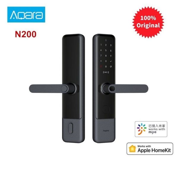 Aqara n200 fechadura inteligente para porta, impressão digital, bluetooth, senha, desbloqueio nfc, funciona com mijia bpple homekit ligação inteligente com campainha 20272h