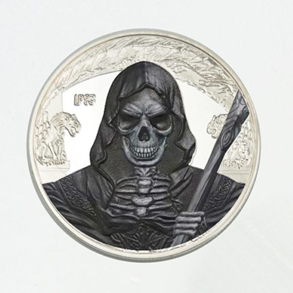 5 pçs o fantasma grito assassino moedas banhado a prata monstro espíritos malignos 40 mm emblema elizabeth casa lembrança decoração colecionável 247l