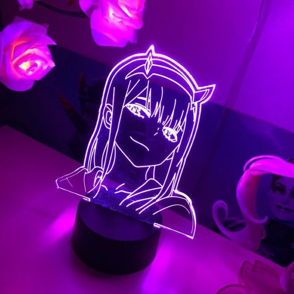 Anime Zero Two Figur 3D Lampe Nachtlicht Kinder Kind Mädchen Schlafzimmer Dekor Licht Manga Geschenk Nachtlicht Lampe Darling In The Franxx 20268g