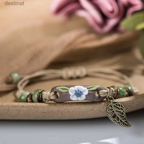 Bracciale fai da te regolabile in ceramica impastata a mano con perline serie foresta per gioielli regalo da donna all'ingrosso # CZ501L24213