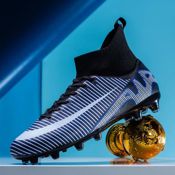 Homens crianças botas de futebol turf sapatos de futebol chuteiras treinamento alto tornozelo esporte tênis qualidade ag tf tamanho interno 3545 240228