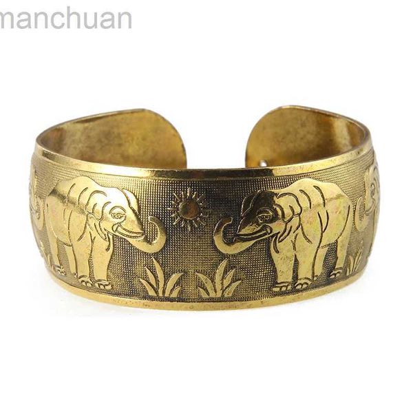 Цыганский богемный винтажный тибетский бронзовый браслет с резьбой по металлу, цветок, слон, браслеты-манжеты, браслеты для женщин, ювелирные изделия, подарок ldd240312