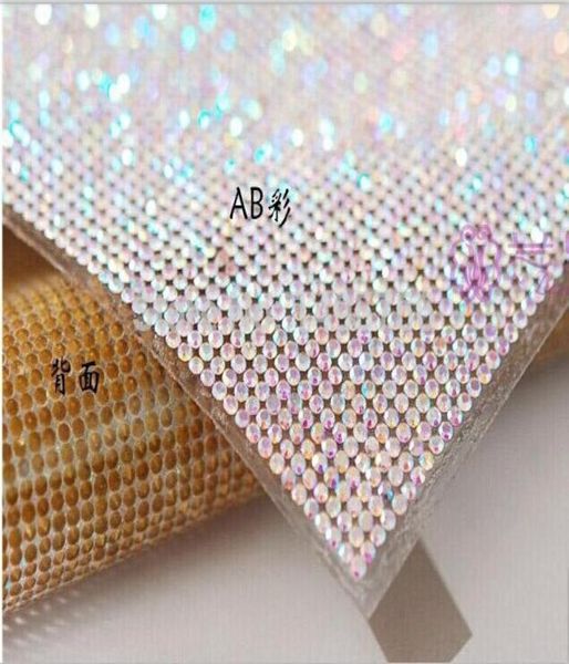 Moda Rhinestone Sayfası 24x40CMROLL FIX Motif Kesme Süper Kapalı 2mmss6 Kristal Taşlar AB Renk Rhinestone Mesh47779652