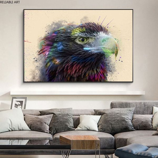 Pittura decorativa moderna animale HD Aquila uccello Immagine artistica Ritratto colorato Tela Decorazione della parete Soggiorno Poster e stampa2476
