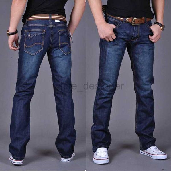 Pantaloni lunghi larghi a gamba dritta da uomo d'affari classici jeans blu scuro per jeans larghi casual da uomo all'ingrosso Taglia 40