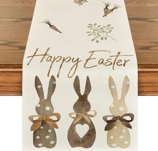 Tovaglia Pasqua Carote Runner in lino Comò Sciarpe Decor Decorazioni per la cena primaverile