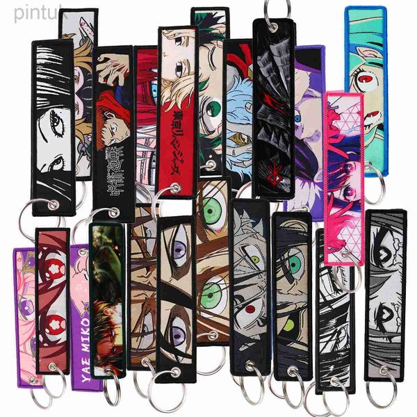 Keychains coranyards Anime japonês Bordado legal Bordado FOBS TAG TAG MOTORCYCLES CARS MACACA CHAVERO CHAVERO CHAVERA PARA AMIROS MATHEIRA CHAVE RING PRESENTE LDD240312