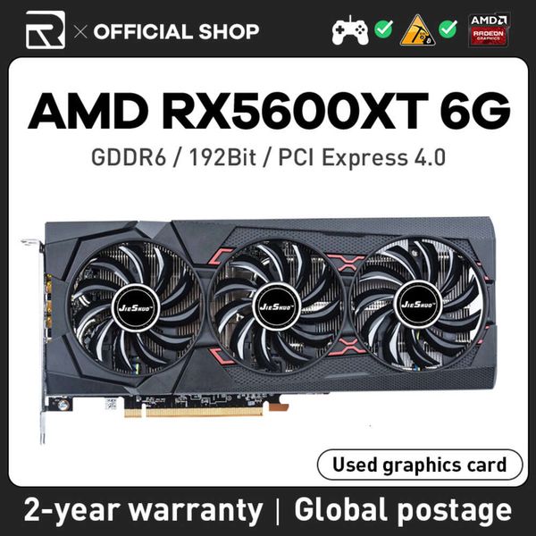 JIESHUO RX 5600XT 6 GB AMD Radeon Grafikkarte Gpu Gddr6 256bit RX 5600 xt 6G Vdeo Suporte Desktop-CPU Gaming-Grafikkarte