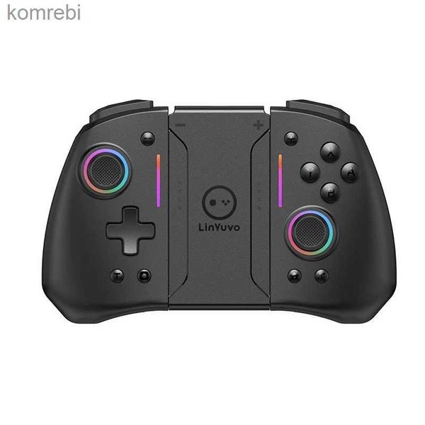 Controladores de jogo Joysticks LinYuvo Controlador sem fio com vibração dupla 6 eixos Wake para NS Switch Joypad Game Handle Grip L/R Joystick Bluetooth Gamepad L24312