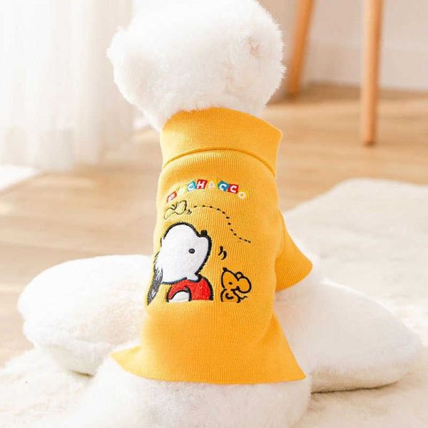 Cão vestuário roupas para animais de estimação dos desenhos animados hoodies roupas para cão pequeno traje pochacco impressão cães bonito outono inverno camisola amarelo colla215j