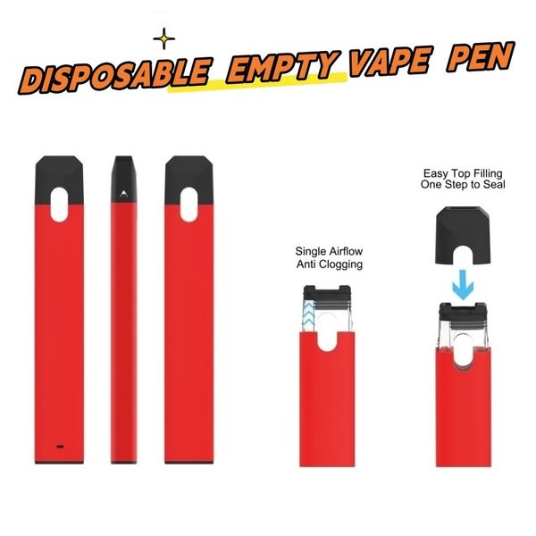 Einweg -Vape -Stift -Gerät 1.0ml Pods Verpackung D8 D9 wiederaufladbare 270 -mAh -Batterie E -Zigaretten Vapes OEM Dünne dicke Distillatöldampfstifte leere Vaper -Gerät