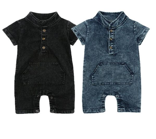 Sommer Neue Baby Jungen Nette Denim Tasten Strampler Kleinkinder Kleinkind Einteilige Overall Outfits Kleidung8930519