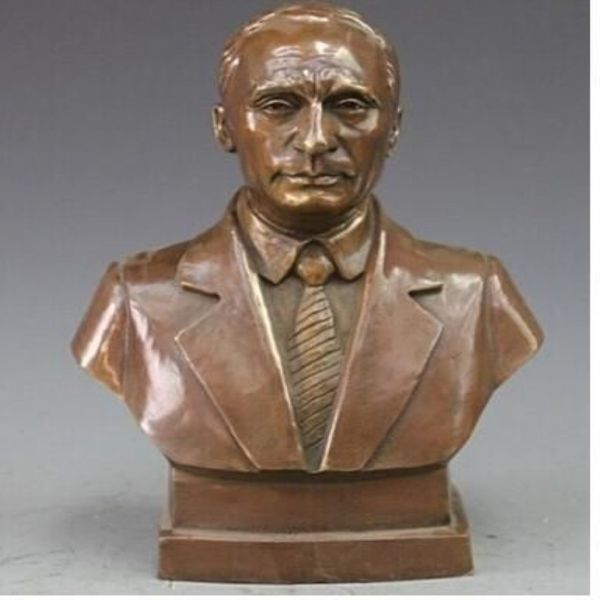 WBY---516 Statua scolpita in bronzo e rame Vladimir Putin Busto Figurine Art Sculpture229B