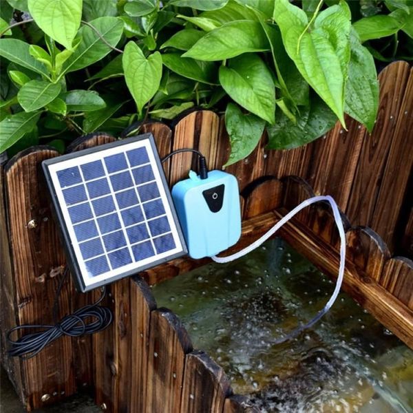 Accessori per pompe ad aria 2L min Silenzioso A risparmio energetico Acquario ad energia solare Pompa ad aria Ossigenatore Pompa per ossigeno acqua Serbatoio di pesce Stagno Aera174v