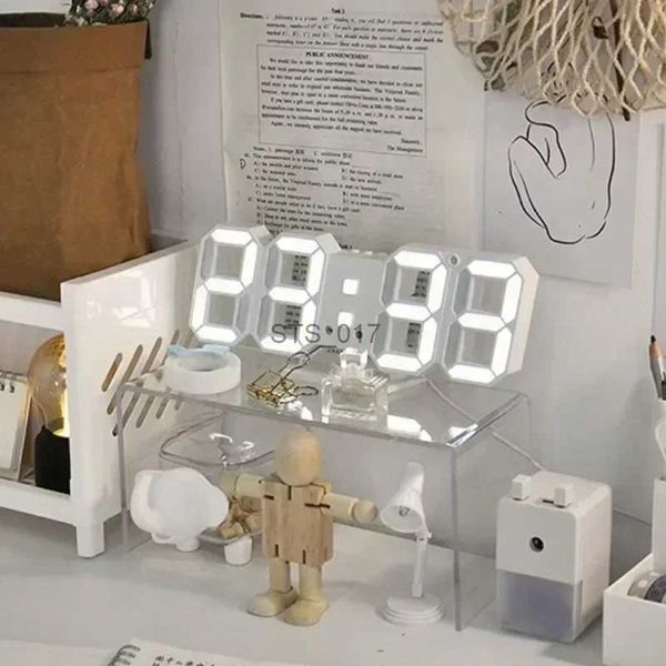 Outros relógios Acessórios Smart 3D Digital Despertador Decoração de Parede Decoração de Casa e Temperatura Data Hora Nordic Grande Relógio Relógio Relógios GardenL2403