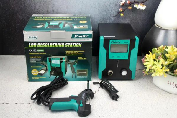 İstasyonlar Pro'skit SS331H ESD LCD Dijital BGA Desoldering Emme Elektrik Emme Uyku Fonksiyonu Desoldering Pompası Lehim Enay