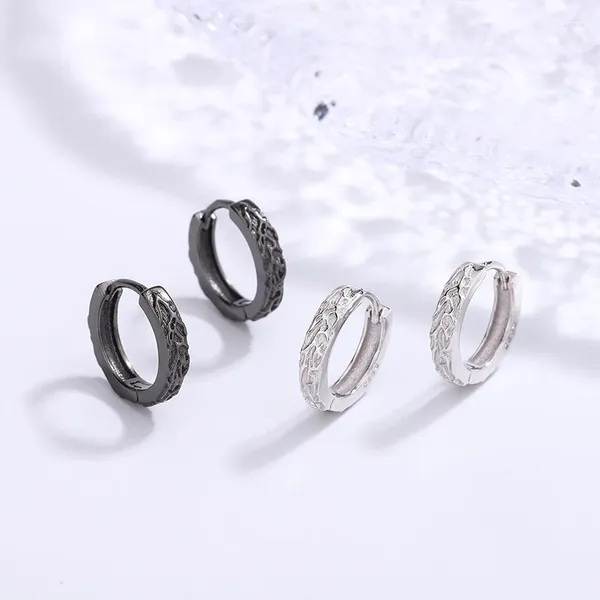 Orecchini a bottone in argento sterling S925 di tendenza, semplici fori per l'orecchio a cerchio personalizzati per uomini e donne