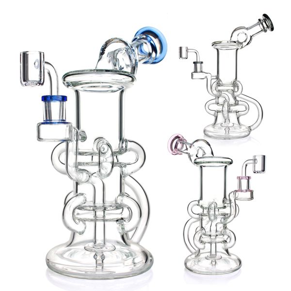 Phoenixstar 10 polegadas reciclador plataforma de petróleo vaso de vidro shisha tubo de água de vidro fumar bongos de água com um quartzo banger percolador bong