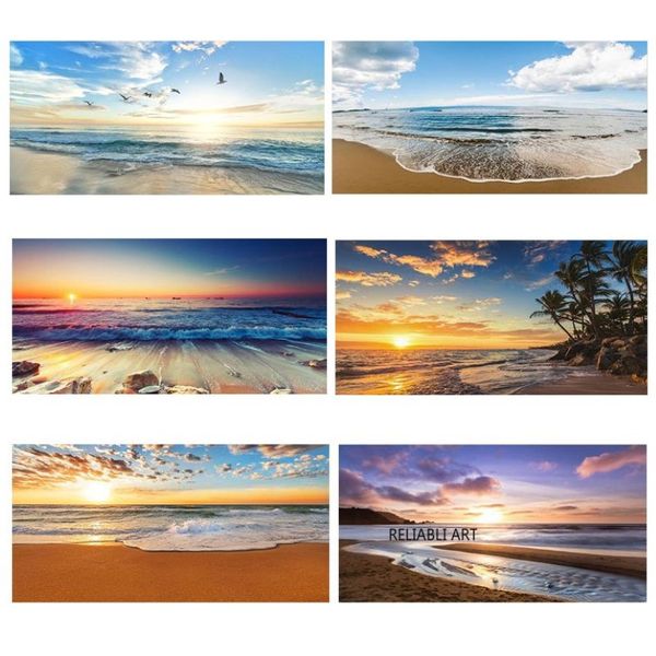 Modern Deniz Dalgası Plajı Gün batımı Tuval Yuva Doğa Deniz Maddesi Posterler ve Baskılar Duvar Sanatı Resimleri Oturma Odası Dekorasyonu2780