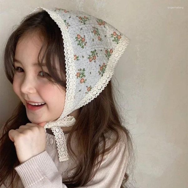 Accessori per capelli Copricapo Bandana floreale a pois per ragazza pastorale per bambini Sciarpa triangolare Fazzoletto Copricapo per bambini