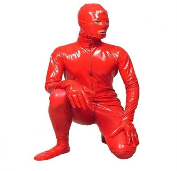 Cosplay Costumi di Halloween Tuta intera in pelle PVC Occhi aperti bocca Men039s Collant Cosplay286g5456811