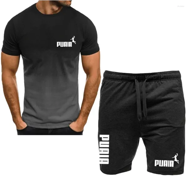 Tute da uomo 2024 Abbigliamento sportivo estivo Comodo e traspirante Set da corsa 3D da jogging Fitness Pantaloncini da allenamento