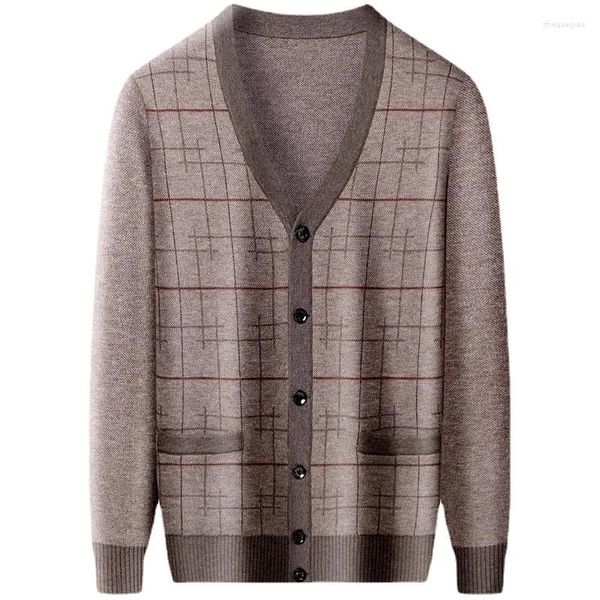 Мужские свитера, модный кашемировый свитер с v-образным вырезом, кардиган, утепленная куртка большого размера, размер SM L XL 2XL 3XL 4XL 5XL