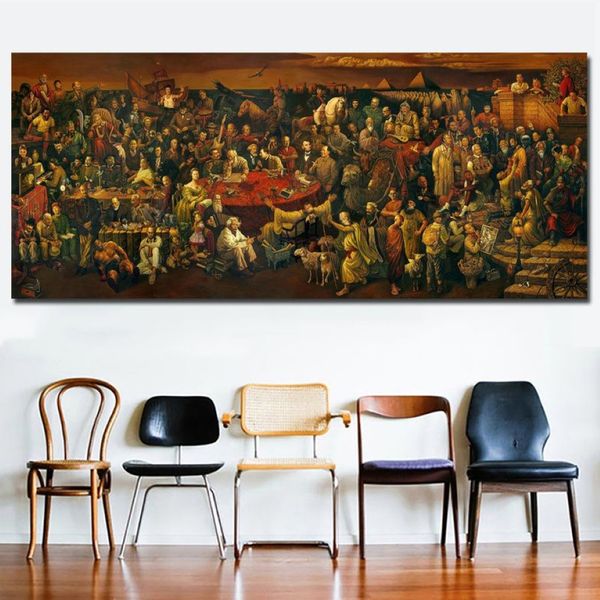 AFFIDABILE Dimensioni enormi opere d'arte su tela pittura Discutendo la Divina Commedia Dante Wall Art Print Poster pittura decorativa355K