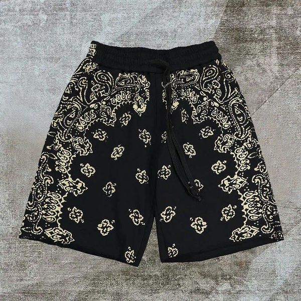 Shorts masculinos preto vintage paisley impressão masculina respirável impresso sweatpant social club outfits