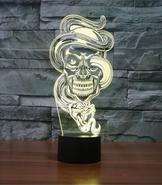 Ilusão óptica 3d fantasma engraçado gradientes coloridos toque acrílico luz noturna de ação de graças presente de natal dia das bruxas lâmpada 3d8678926