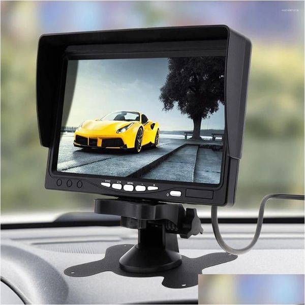 Auto-Video-Zoll-Rückfahrkamera-Monitor 12V/24V HD-LCD-Rückwärtsdrehung mit Sonnenschutz Drop Delivery Mobiles Motorräder Elect Dhkln