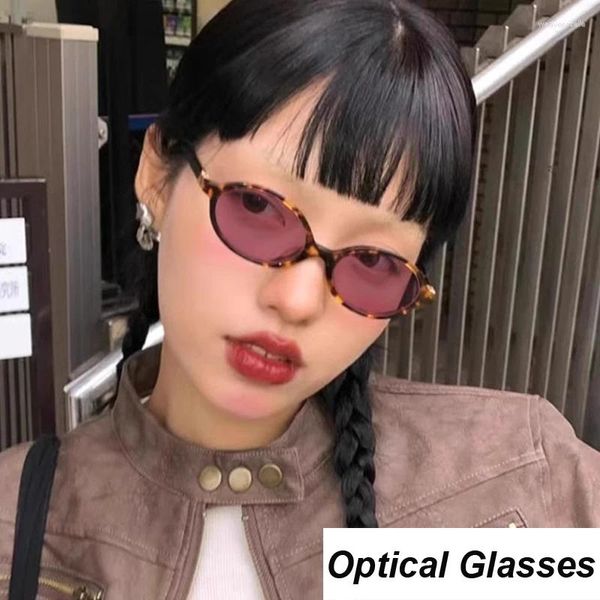 Sonnenbrille, kleine ovale Rahmenbrille für Damen und Herren, Vintage-Mode, Anti-Blaulicht, Computerbrille, optische Brille, schlichte Brille, Unisex